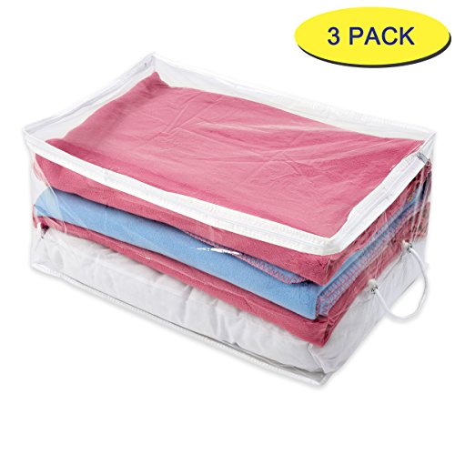 3x Storage Chests – Clear with White Trim – L50xW38xH20cm – Perfect for out of season storage of blankets, bedding and clothing by RUSSEL - 2