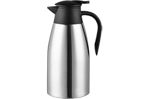 DRUUZYL 2.1 Litre Caraffa Termica 304 Termos Caffè In Acciaio Inox Caraffa Termica Sottovuoto Isolato, Inox Brocca Thermos a Doppia Parete Isolata Sotto Vuoto 36h per Tè Acqua Bevande