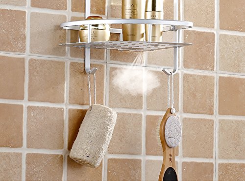 Eckregal für Dusche und Badezimmer, zweistöckig, Aluminiumlegierung, Shampooregal, Duschregal - 7