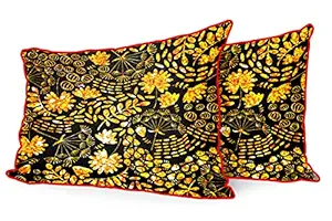 DreamVio Jute Fabric Printed Decorative Pillow/Throw/Cushion Covers for Living Room, Bed Room, Sofa,Chairs,Pillow Cases, Pillow Covers Set of 2, Size 12x18 Inches Style183