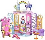  Das Märchen-Puppenhaus lässt sich einfach mitnehmen. Es kann zum Spielen auf- und zum Mitnehmen und Verstauen zusammengeklappt werden. Dank Regenbogen-Griff lässt es sich problemlos tragen