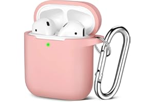 Etui Maledan kompatybilne z Apple Airpods 2 i 1, silikonowy pokrowiec ochronny, widoczny wskaźnik LED, obsługuje bezprzewodowe ładowanie karabińczykiem, jasnoróżowe