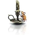 Cold Cast Bronze Mouse on Candlestick - Hand Painted by Michael Simpson