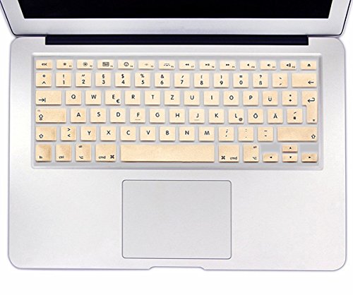 Se7enline Silikon QWERTZ Tastaturschutz (EU Deutsche Tastatur Gestaltung/Layout) für Apple MacBook Air/ Pro/ Pro Retina 13"/15"/17" Zoll in Champagner Gold-Champagne gold