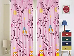 Sapphire Home Kids Girls Window Curtain Panels with tiebacks (4 Piece Set), Owl Design Print Window Curtain for Girls Kids, Pink Girls Kids Teens Room D?cor, Owl Branch Curtain