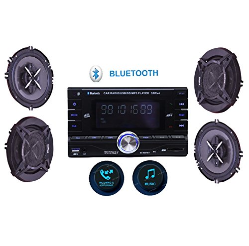 Woodman Double Din  MP3 with USB/Bluetooth/FM Car Stereo with 2 Pair (4 Speakers) of Woodman WM-1652 6 inch Car Speakers