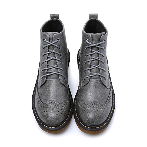 Smilun Damen Kurzschaft Stiefel Brogue Schnürstiefel - 6