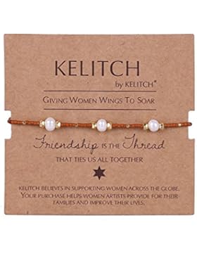 KELITCH Mehrfarbig Perlmutt Wulstig Freundschaft Armbänder Hand Gewebt Wickeln Charme Armreif Schmuck (Braun)