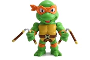 Jada 253283002, Wojownicze Żółwie Ninja Turtles, Michelangelo, metalowa, kolekcjonerska figurka die cast, 10 cm, zielony, pomarańczowy