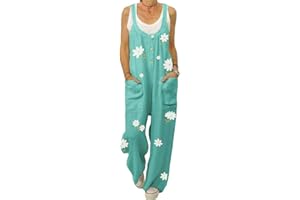 ORANDESIGNE Damen-Latzhose aus Leinen, lockere Passform, Haremshose, Casual Vintage Jumpsuit, große Größe, Sommerlatzhose