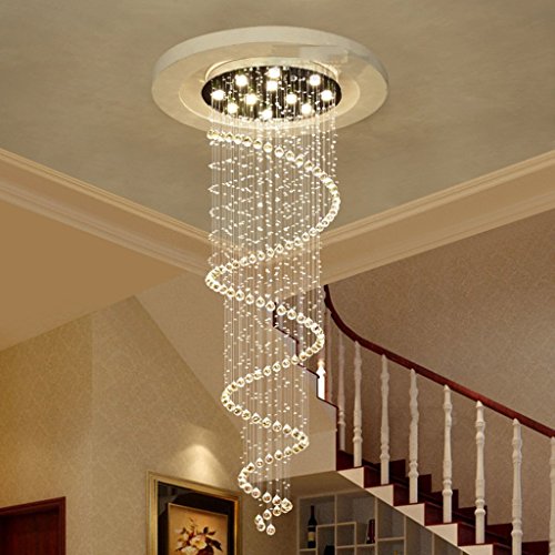 Preisvergleich Produktbild Kronleuchter aus Kristall, doppelte Treppe Rundumleuchte Villa lange Kronleuchter Wohnzimmer (Größe: 55*200cm)