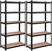 SONGMICS Lagerregale, Schwerlastregale, 2er Set, Kellerregale, Regale, Steckregale, verstärktes Stahlgestell, 