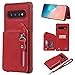 Produktbild Jorisa Reißverschluss Brieftasche Hülle für Samsung Galaxy S10,Premium PU Leder Geldbörse Handytasche mit Kartenhalter,Flip Magnetverschluss Stand Schutzhülle mit Trageschlaufe-Rot