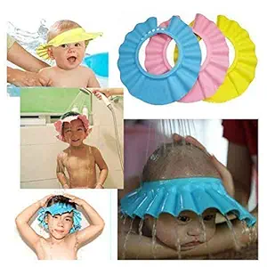 AKSHAR SALES Adjustable Safe Soft Bathing Baby Shower Cap Wash Hair For Children Baby Eye Ear Protector Adjustable Leaves Shape Bathing Shower/Shamoo Cap Hat Baby Shower Caps (Multicolor)