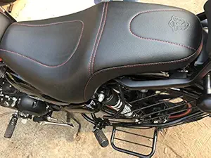 Sahara Seats Leather Compatible with Thunderbird 350X and 500X Cushion seat Cover Motor Bike (350x, Black)