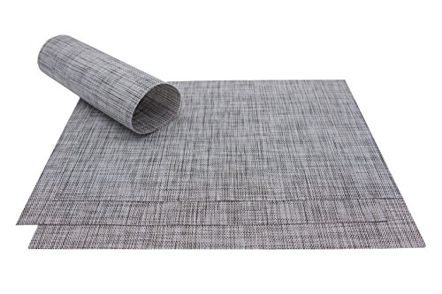 ZOLLNER® 4er-Set hochwertige Tischsets / Platzset / Tischmatten / Platzmatten abwaschbar ca. 30x45 cm steingrau meliert, in verschiedenen Farben erhältlich, vom Hotelwäschespezialist, Serie "Mel"