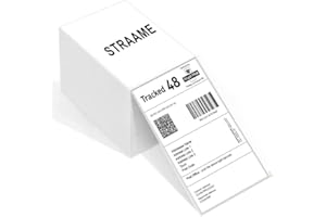 Straame - Pack of 500 - Thermal Shipping Barcode Labels - 4x6 Inch - Fanfold Permanent Adhesive & Commercial Grade for Direct Thermal Printer - Compatible with Amazon, Royal Mail, FedEx - White