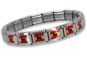 Feyma Pulsera con bandera de España (toro) de eslabones en acero inoxidable – Regalo simbólico elegante