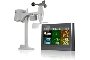 Bresser 7002550QT5000 Estación Meteorológica radiocontrolada con sensor exterior, centro meteorológico con 5 en 1 (temperatura, presión atmosférica, humedad, anemómetro, pluviómetro), gris
