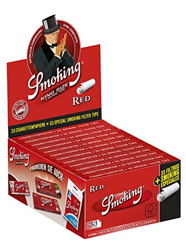 Smoking Red Papers + Tips King Size Filtertips integriert NEU! 2 Boxen (48x Heftchen / Booklets)
