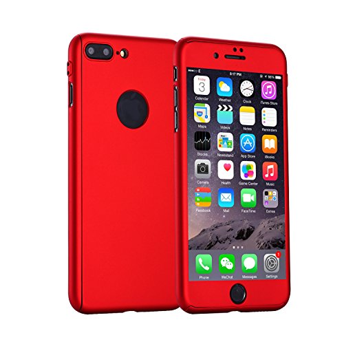 Dreamer-Z Funda de m  vil Iphone7 360 grados paquete s  lido con un agujero para Iphone 7 Plus Rojo