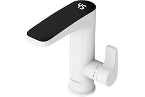 BRIWELLNA 220V Electric Water Heater Tap With Digital Display, Instant Hot Water Tap, Instant Hot Electric Faucet, Fast Heating Water Sink Tap (White)