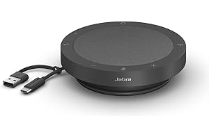 Jabra Speak2 40 Altavoz Portátil, 4 Micrófonos, Cancelación de Ruido, 50 mm de Alto Alcance, Audio de Banda Ancha y Conexiones USB-A y USB-C, Certificado para MS Teams, Gris Oscuro