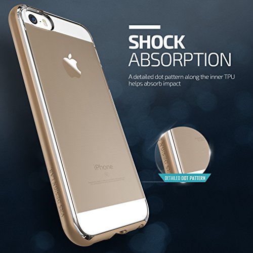 Funda iPhone 5S 5 SE VRS Design - Carcasa Transparente  Oro  Flexible TPU Protecci  n de Grado Militar Carcasa Choque Absorci  n  Crystal Bumper  para Apple iPhone 5S 5 SE 2016