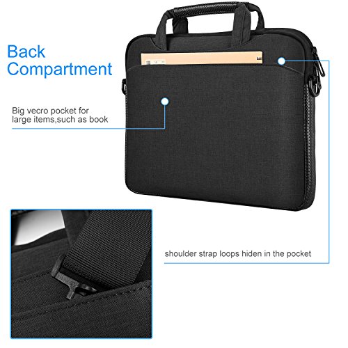 ProCase Laptop Messenger Umhängetasche Aktentasche Tasche Sleeve für Notebook Ultrabook Tablet Notebook Macbook Chromebook Computer schwarz 11 – 12 Inch - 5