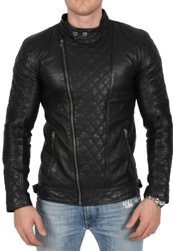 Leder Bikerjacke von cris d. fedd, Gre S, schwarz