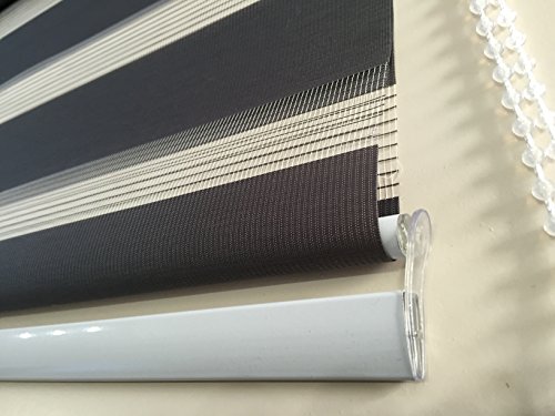 Doppelrollo Duo Rollo Farbe dunkelgrau Breite 180 cm Länge 170 cm mit breiter Beschwerung+ geschlossener Kassette+ Kettenzug Alternative zu Gardine oder Plissee (180) - 3