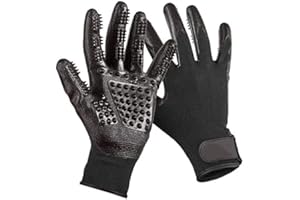 BYETOO Gant de Toilettage pour Animaux de Compagnie,Gant de pour Animaux de Compagnie,Outil de Massage avec Cinq Doigts Améliorés - kit de Toilettage pour Animaux de Compagnie pour épilation - Noir