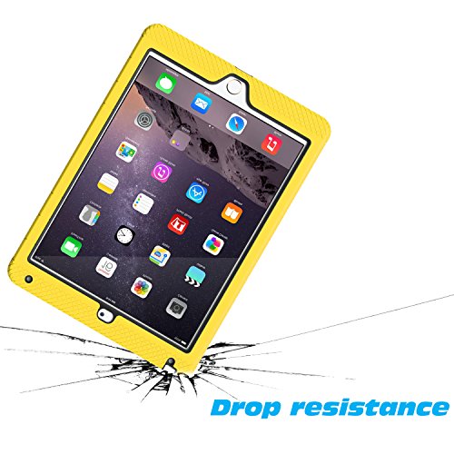 MoKo Hülle für Apple iPad Air 2 – Silikon + Schwarz hartem Polycarbonat Protector mit faltbarer Standplatz-Abdeckungs-Fall Kickstand Tasche Schutzhülle Case für Apple iPad Air 2/iPad 6 9.7 Inch Tablet, Gelb - 7