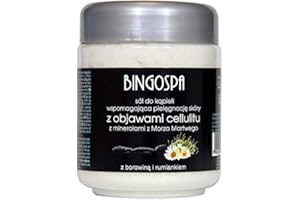 BINGOSPA Sale da bagno con minerali del Mar Morto con camomilla e torba aiuta a sovrapporre il tessuto grasso, stimolare la circolazione sanguigna, irritazioni – 550 g.