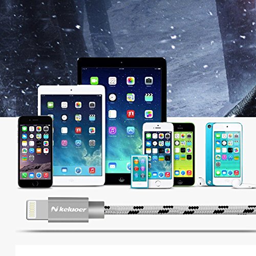 Keluoer Blitz-Kabel Apple iPhone Ladegerät USB-Kabel – für iPhone 7-7Plus 6S Plus-6 Plus SE 5S 5C 5, iPad 2 3 4 Mini, iPad Pro Air 2, iPod – 3.3ft / 1m (Dunkelgrau) - 6