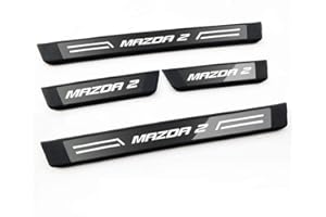 SJZT 4 pcs Stainless Steel Car Door Sill Protector for Mazda 2 2015 2016 2017 2018 2019, Welcome Pedal Scuff Guard Non-Slip Auto Styling Decoration Accessory