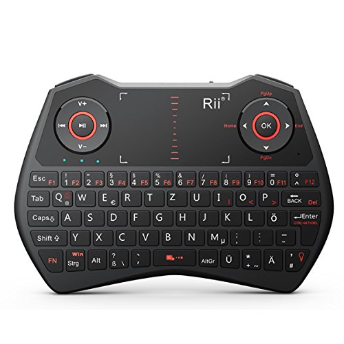 Rii K28C 2.4GHz Mini Wireless Tastatur und Touchpad-Maus,LED Hintergrundbeleuchtung, Eingebaute Wiederaufladbare Li-ion Batterie und Komfort Deckel für Smart TV, Raspberry Pi,Mini PC, HTPC, Computer und Konsolenspiele MacOS,Linux, Android,XBMC,Windows 2000 XP Vista 7 8(Rii Mini ONE i28C)