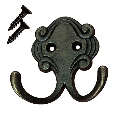 Zedtom 5stk Vintage Kleiderhaken Nostalgischen Haken Garderobenhaken Mantelhaken Wandhaken – Double Haken - 5