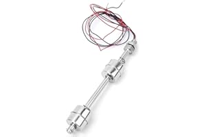 FOCKET Interruptor de flotador, DC 0~110V Interruptor de flotador de bola doble de acero inoxidable Interruptor de sensor de controlador de nivel de agua para tanque de agua, piscina, fregadero, etc(150mm)