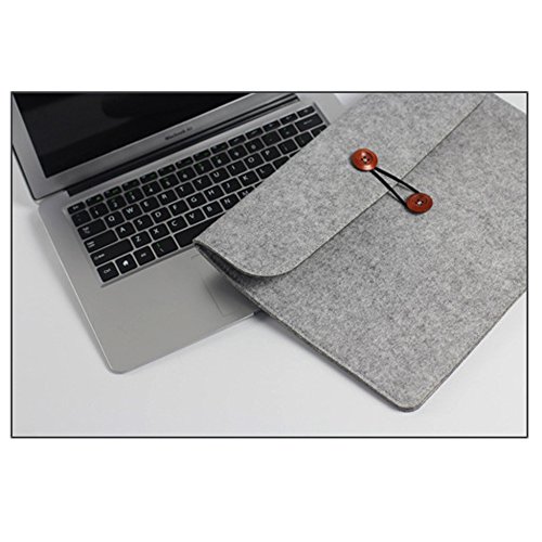 XGUO Button ShockProof MacBook Air iPad Pro 11.6-15.4 Zoll Filz Sleeve Hülle Ultrabook Laptop Tasche für Apple MacBook Air/ MacBook Pro und vieles mehr (11.6 Zoll, Grau) - 4