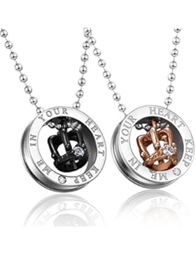 Bodya Eternal Love Atemberaubende 2HIS & HERS Paare Geschenk Ring Krone CZ Gems Anhänger Love Halskette Set für...