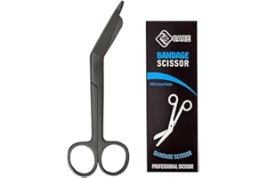 YSCARE Bandage Scissors Stainless Steel First Aid Utility First Aid Lister Bandage Scissors Dressing Student Nurse 6.5" (Black, 6,5")