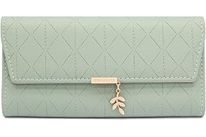 GOUNNU Geldbörse Damen im Langformat, Portemonnaie Gross für Frauen PU Leder mit 9 Kartenfächern Lang Portmonee Damen Geldbeutel groß mit Reißverschluss Münzfach und Vielen Fächern (Grün)