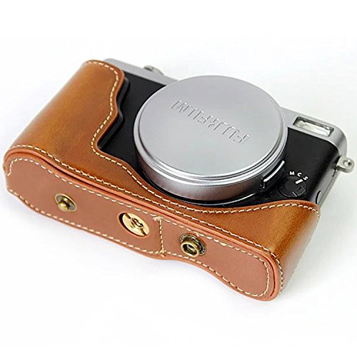First2savvv XJD-X70-HH09S09 Premium Qualität braun Ganzkörper- präzise Passform PU-Leder Kameratasche Fall Tasche Cover für Fujifilm Fuji X70 mit Kameragurt - 4