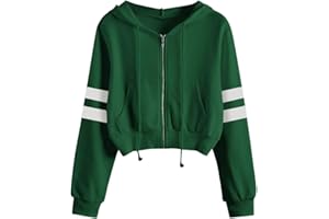 Modaworld Felpa e Zip con Cappuccio Donna Tumblr Corta Pullover Hoodie con Tasca Primavera Manica Lunga Ragazza Casual Elegante Crop Top Sweatshirt