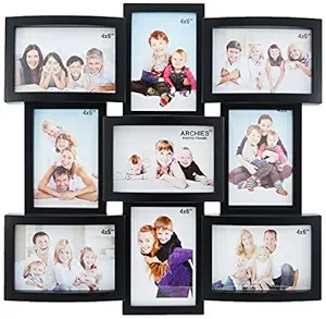 JaipurCrafts WebelKart Plastic Collage Photo Frame - Size - 4 x 6, 9 Photos (Black)