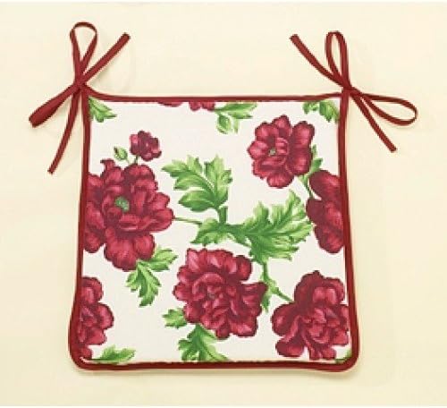The Earl® Set Of 4 Beautiful REMOVABLE Dining Garden Chair Cushion Seat Pads With Ties (Rose Red)