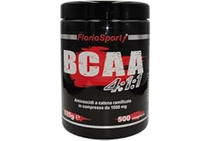 Aminoacidi Ramificati BCAA 4:1:1 FlorioSport, 500 Compresse Tavolette da 1000 mg con Vitamina B1 e B6. Energia e Recupero. Leucina, Isoleucina e Valina.…