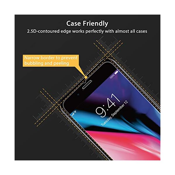 UNBREAKcable [2 Stück] Panzerglas Schutzfolie für iPhone 8/iPhone 7/6s/6, 2,5D Double Defense Displayschutzfolie mit Positionierhilfe für iPhone 8/7/6s/6, [4,7 Zoll, Kratzfest, Anti-Fingerprint] – Bild 3
