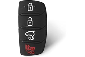 HooRLZ 2 Pcs 4-Button Car Key Rubber Pads For Hyundai Tucson Santa fe ix45 Sonata i40, Black Key Pad For Hyundai Car Key Button Replacement, Remote Control Pad Hyundai